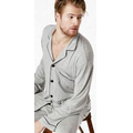 Heather Grey Stretch Men's Long Sleeve Classic Pajamas (2 Piece)